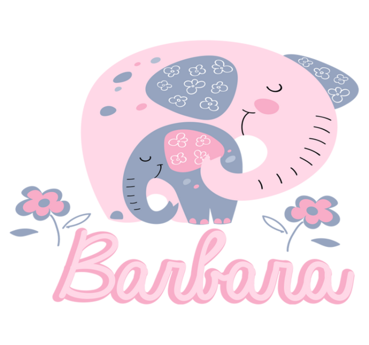 乙烯基地毯动物大象与心形及名字 - TenStickers