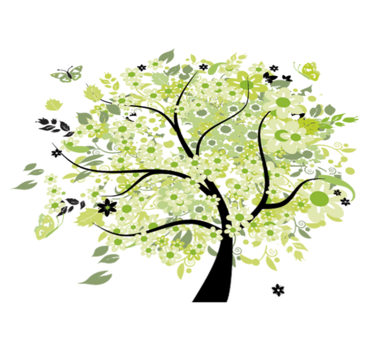 乙烯基花草地毯绿意春树 - TenStickers