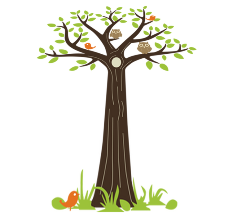 乙烯基花草地毯猫头鹰与树木 - TenStickers