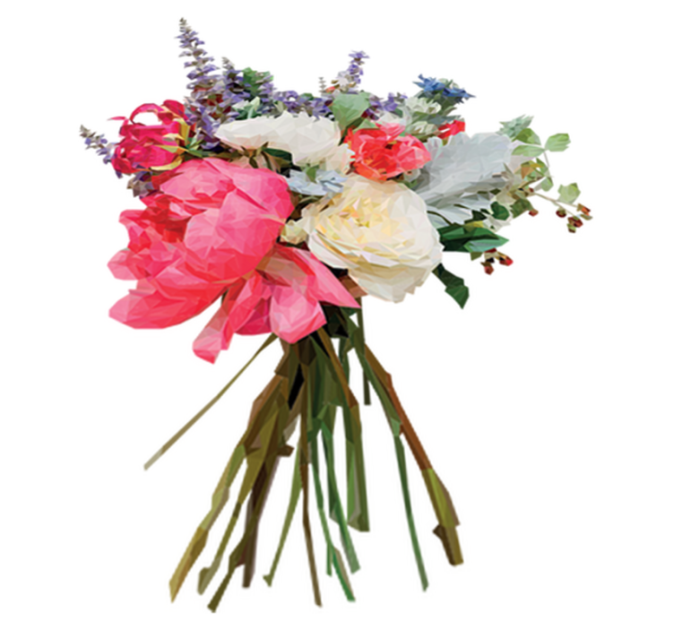 乙烯基花草地毯几何花束 - TenStickers