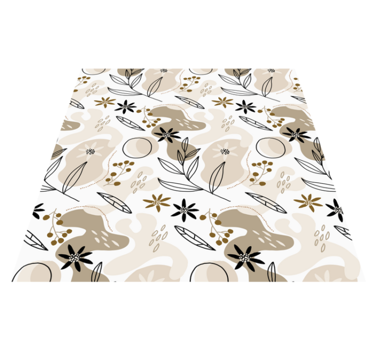 乙烯基花草地毯时尚粉色与米色叶子图案 - TenStickers