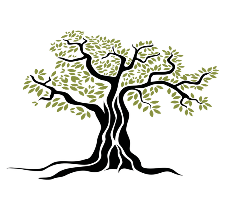 乙烯基花草地毯 黑橄榄树与绿叶 - TenStickers