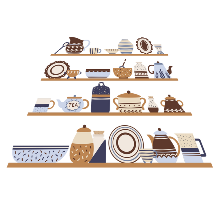 乙烯基厨房地毯与餐具架搭配使用 - TenStickers