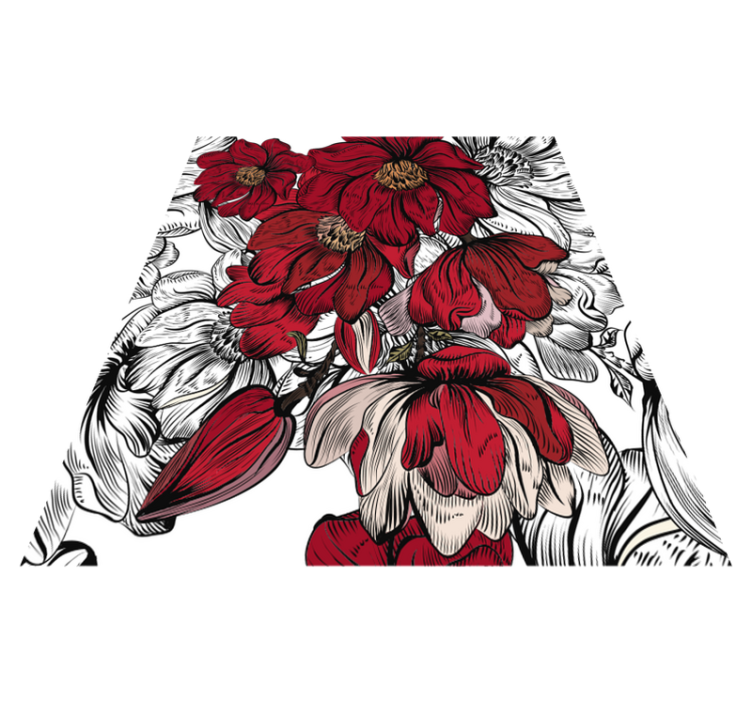 乙烯基地毯饭厅红白花卉设计 - TenStickers