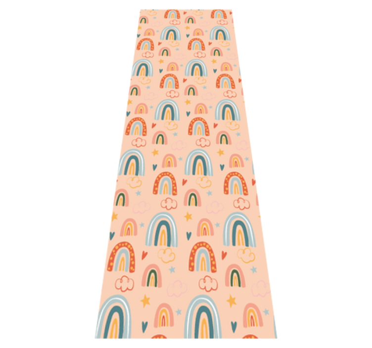 卧室乙烯基地毯，儿童主题彩虹图案浅色背景 - TenStickers