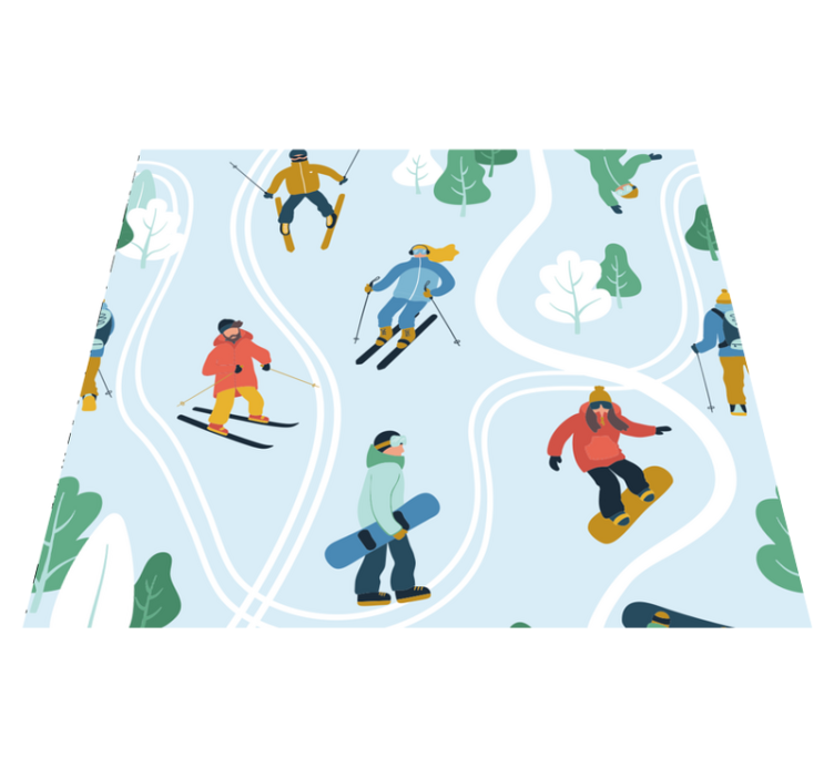 卧室乙烯基地毯蓝色滑雪设计 - TenStickers