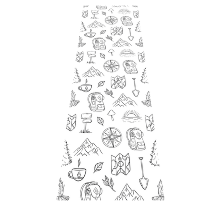 卧室乙烯基地毯手绘指南针与山野元素 - TenStickers