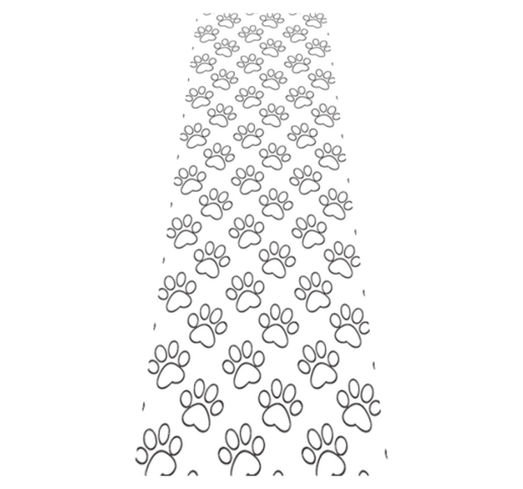 卧室乙烯基地毯黑白猫爪轮廓图案 - TenStickers
