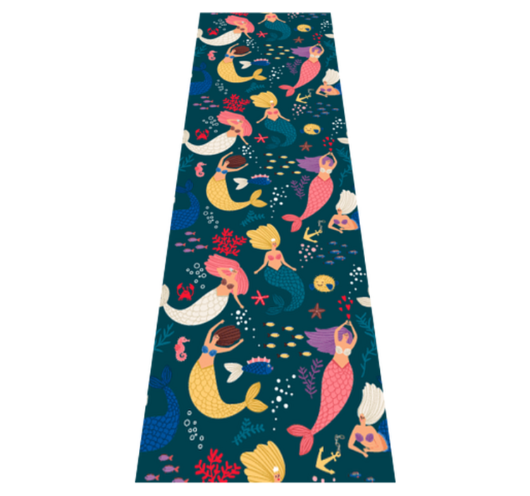 卧室乙烯基地毯深蓝色美人鱼图案 - TenStickers