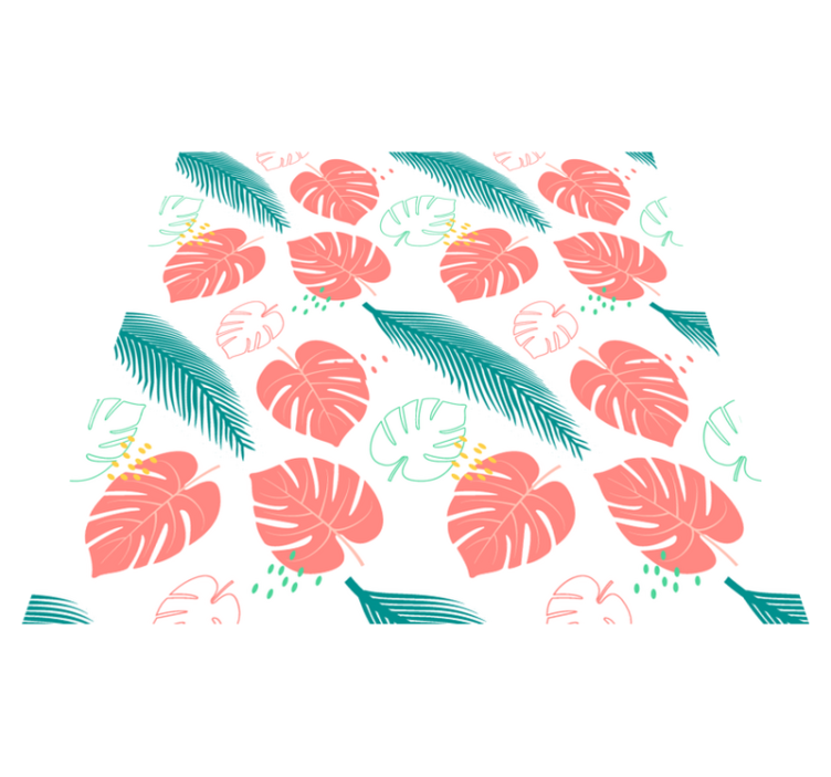 乙烯基花草地毯粉色热带叶子图案 - TenStickers