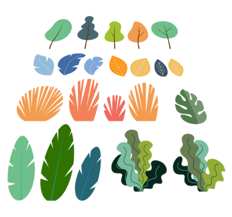 乙烯基花草地毯热带植物叶子组合 - TenStickers