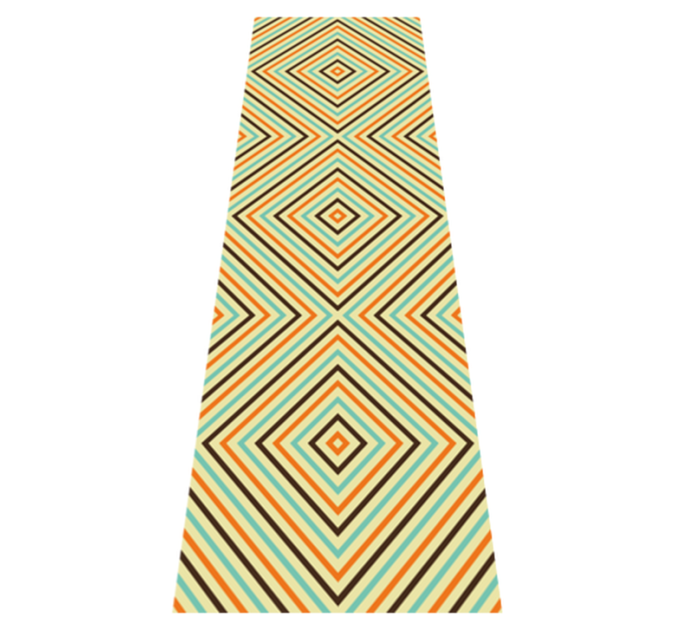 卧室乙烯基地毯复古橙蓝色图案 - TenStickers