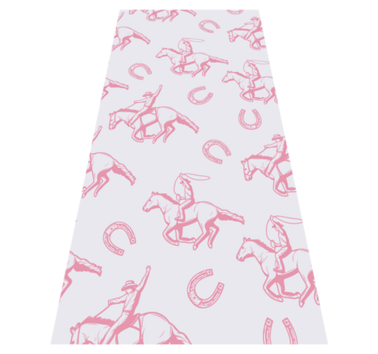 卧室乙烯基地毯粉色牛仔马图案 - TenStickers