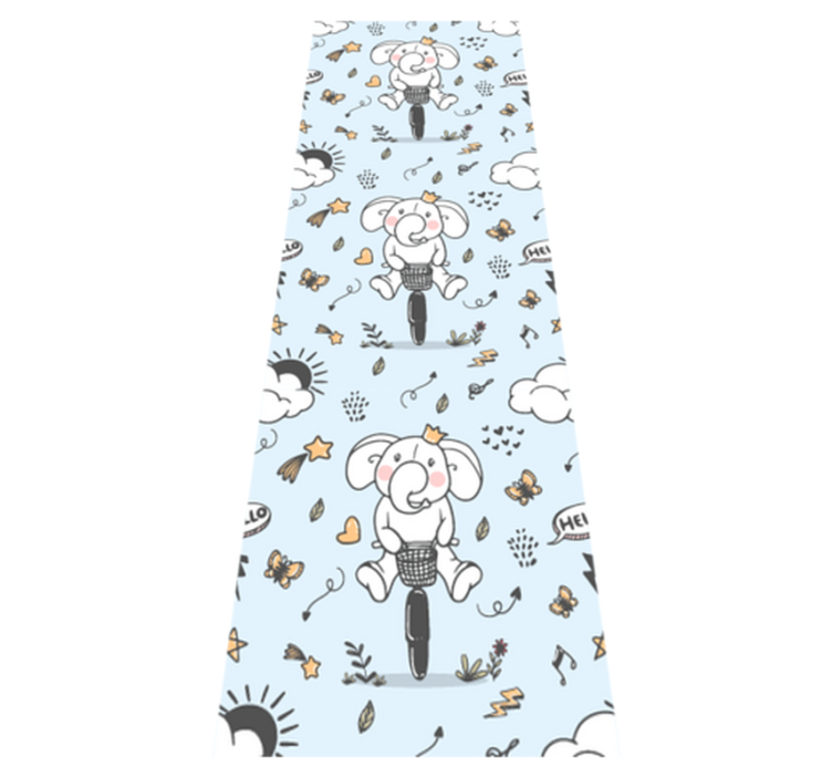 卧室乙烯基地毯大象骑自行车图案 - TenStickers