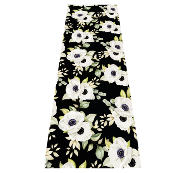 卧室乙烯基地毯美丽的黑白玫瑰图案 - TenStickers