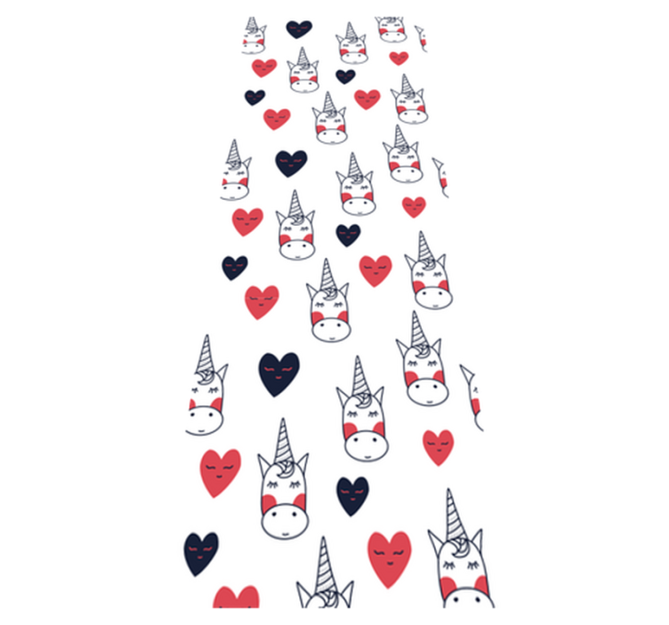 卧室乙烯基地毯独角兽图案与心形设计 - TenStickers