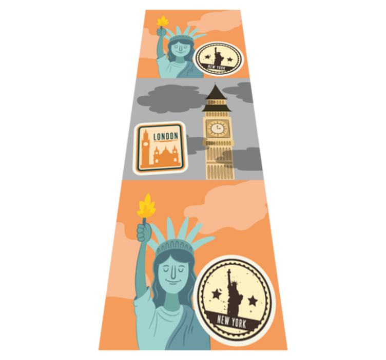 卧室乙烯基地毯纽约与伦敦拼贴风格 - TenStickers