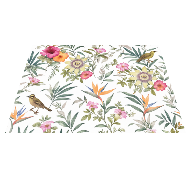 卧室乙烯基地毯蓝色花卉设计 - TenStickers