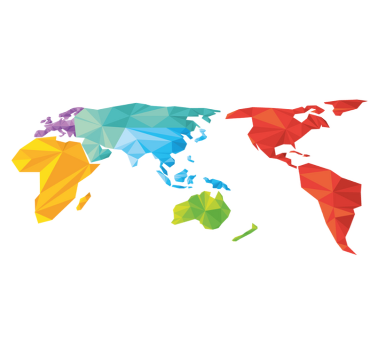 乙烯基地毯几何世界地图几何色彩 - TenStickers