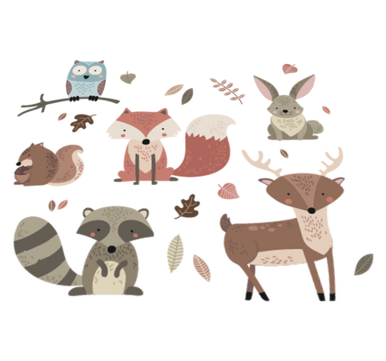 乙烯基地毯 儿童 秋季动物贴纸 - TenStickers