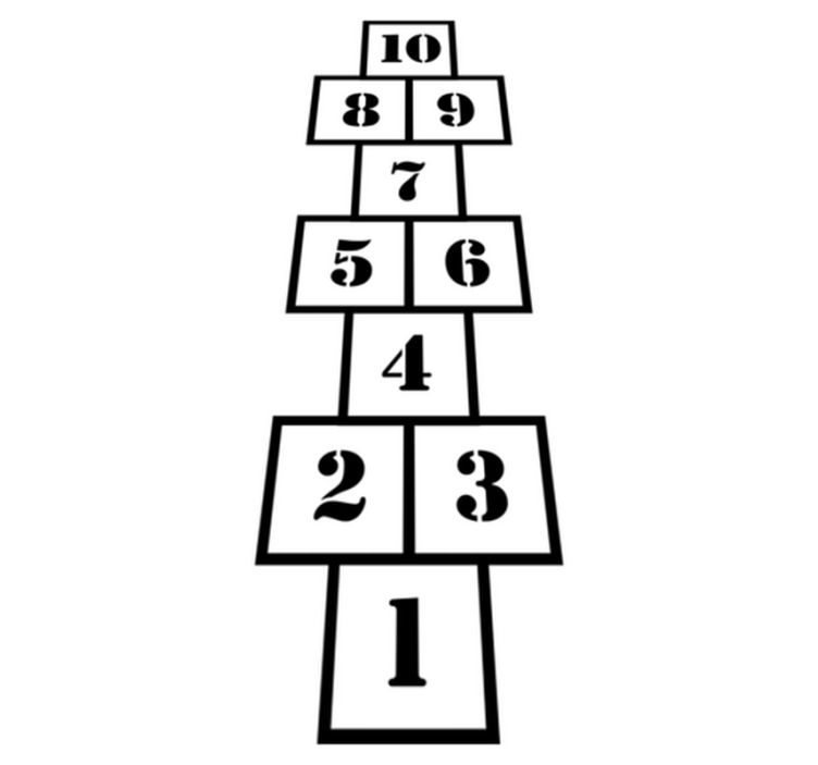 乙烯基地毯 儿童 黑白跳房子 - TenStickers