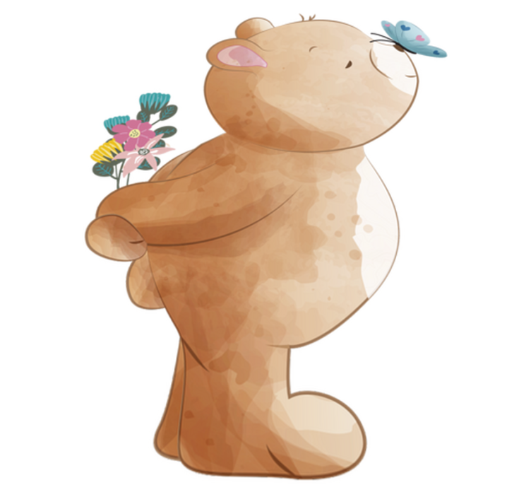 乙烯基地毯 儿童 熊与蝴蝶儿童贴纸 - TenStickers