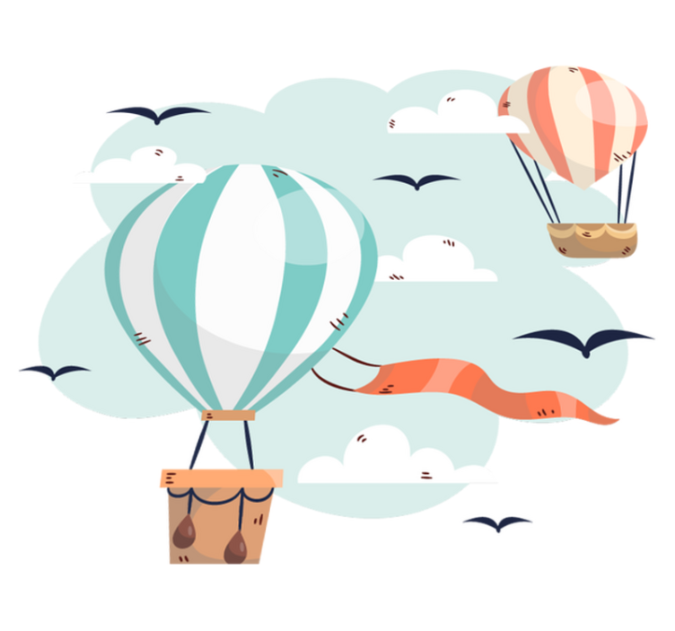 乙烯基地毯 儿童 热气球与云朵设计 - TenStickers