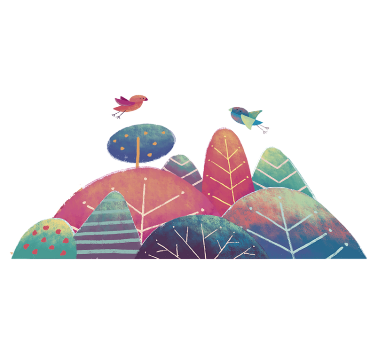 乙烯基地毯 儿童 蓝色与粉色树木 - TenStickers