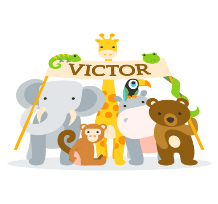 乙烯基地毯 儿童 欢迎动物与名字 - TenStickers