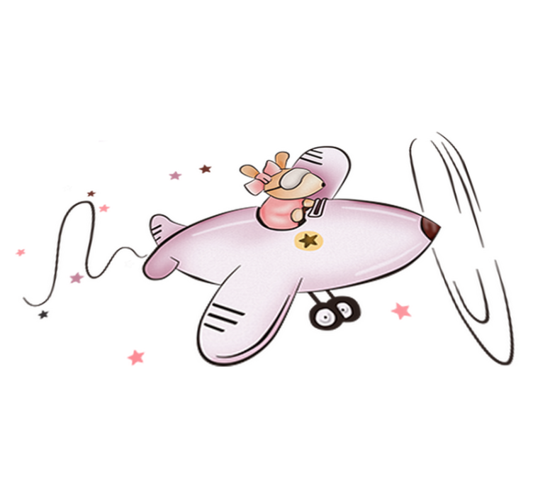 乙烯基地毯 儿童 小飞机上的小老鼠 - TenStickers