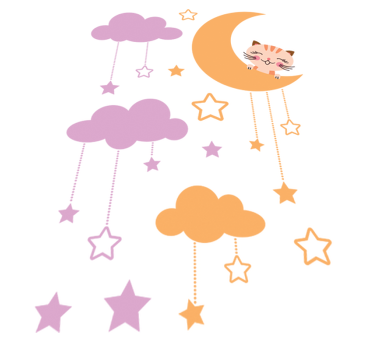 乙烯基地毯 儿童 月亮猫贴纸 - TenStickers