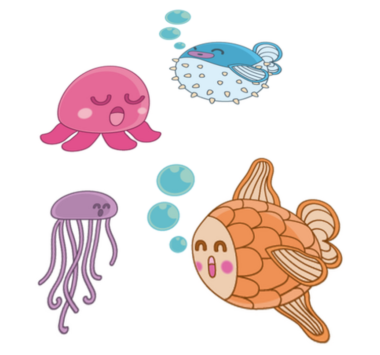 乙烯基地毯 儿童 鱼类插画贴纸 - TenStickers