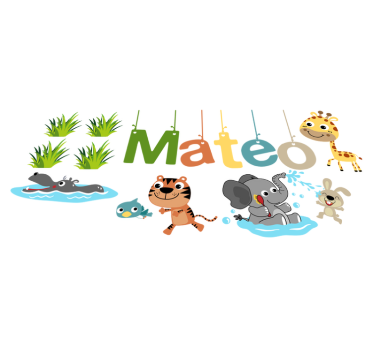 乙烯基地毯 儿童 定制姓名丛林动物墙贴 - TenStickers