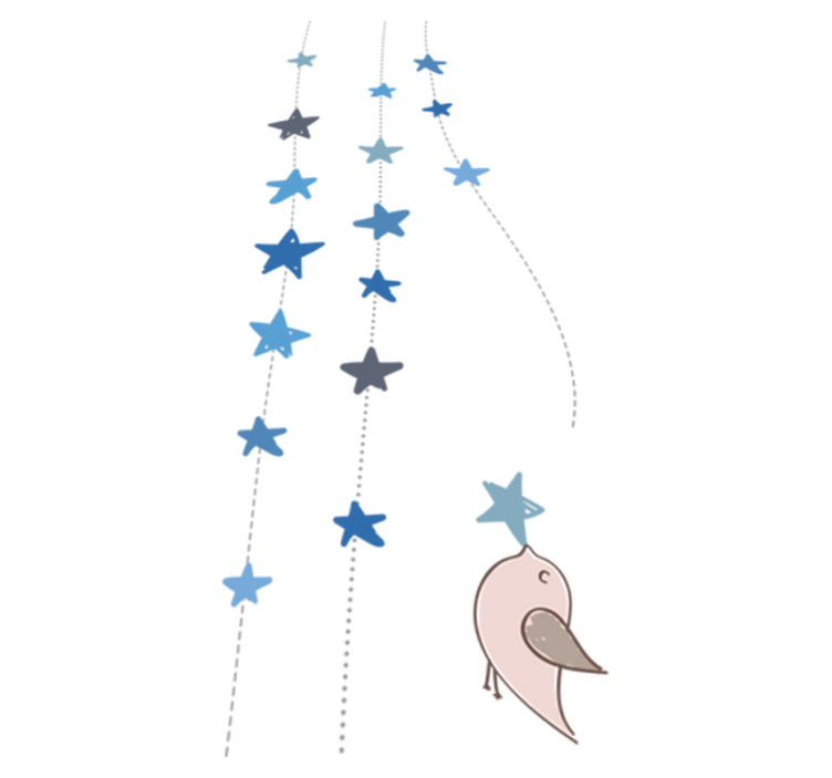 乙烯基地毯 儿童 蓝色星星与小鸟 - TenStickers