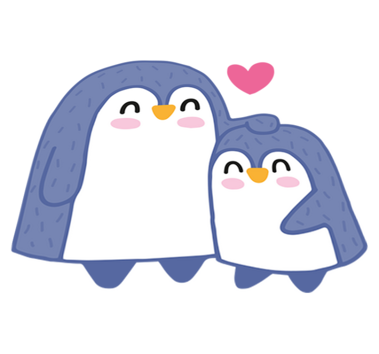 乙烯基地毯 儿童 母企鹅与宝宝企鹅 - TenStickers