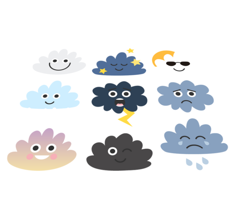 乙烯基地毯 儿童 云朵与脸部设计 - TenStickers