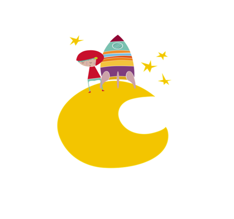 乙烯基地毯 儿童 月球上的火箭 - TenStickers