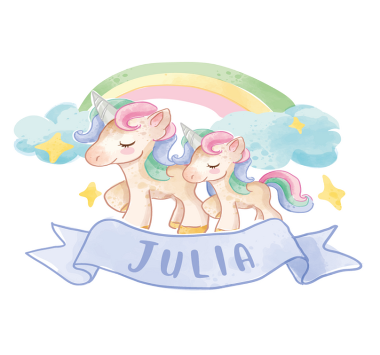 乙烯基地毯 儿童 彩虹上的快乐独角兽 - TenStickers