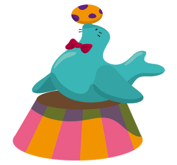 乙烯基地毯 儿童 马戏团海豹与球粘贴玩具 - TenStickers