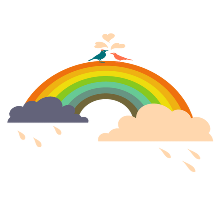 乙烯基地毯 儿童 彩虹上的鸟 - TenStickers