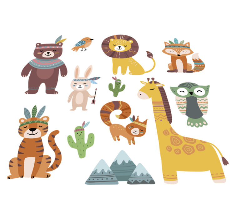 乙烯基地毯 儿童 趣味部落动物 - TenStickers