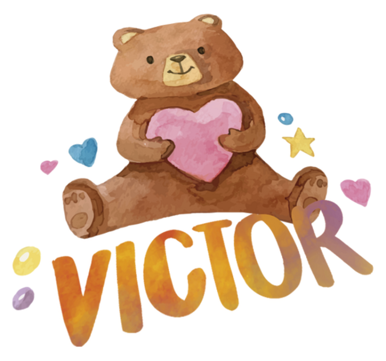 乙烯基地毯 儿童 带心的毛绒玩具 - TenStickers