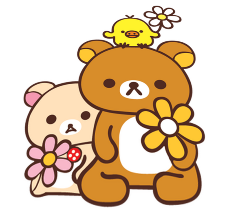 乙烯基地毯 儿童 小熊与小鸟 - TenStickers