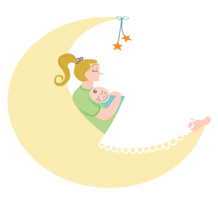 乙烯基地毯 儿童 妈妈和宝宝在月球上 - TenStickers