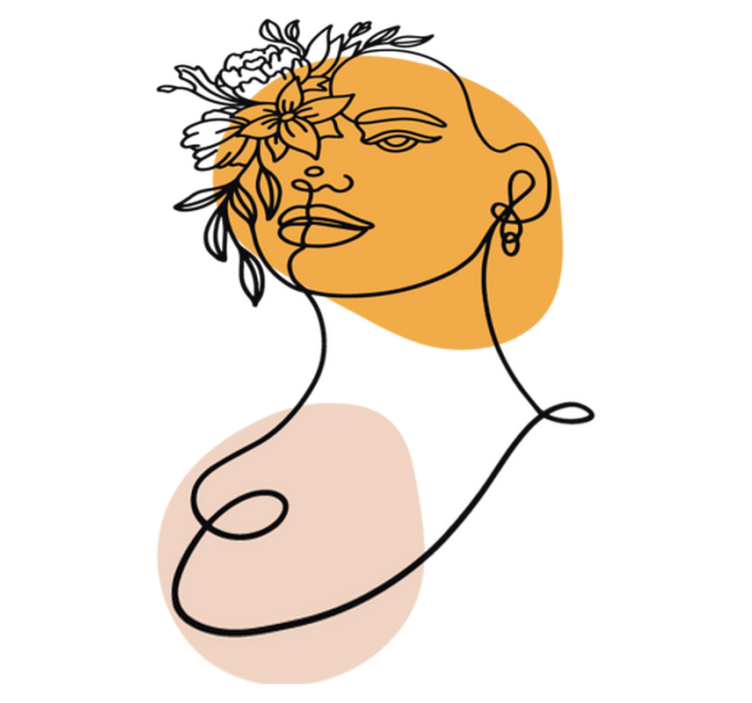 卧室乙烯基地毯 简约女性肖像 - TenStickers