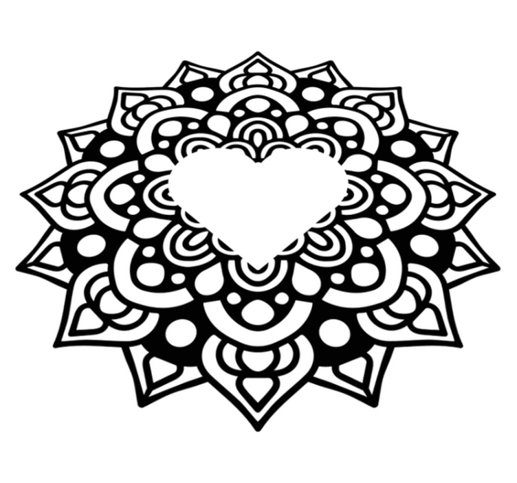 卧室乙烯基地毯心形框的曼荼罗设计 - TenStickers