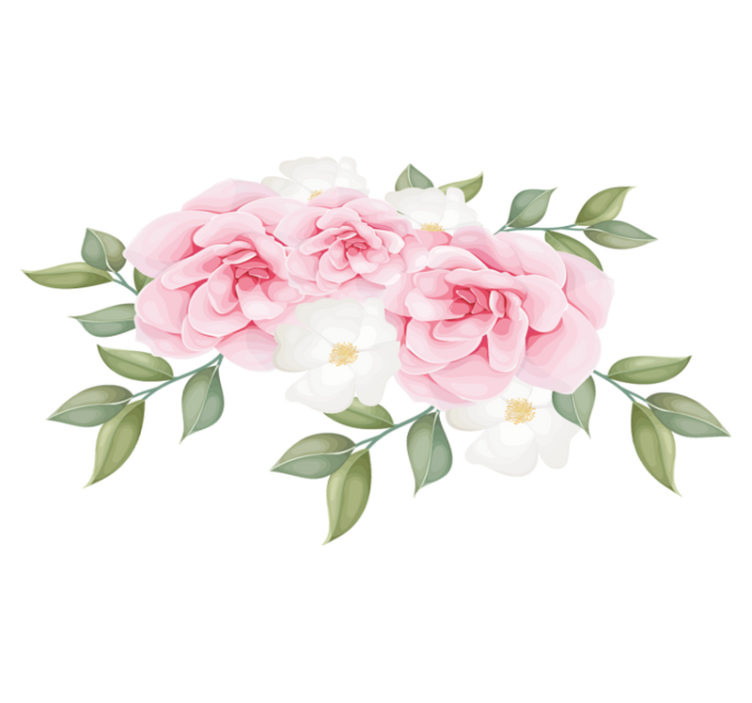 卧室乙烯基地毯优雅粉色花卉设计 - TenStickers