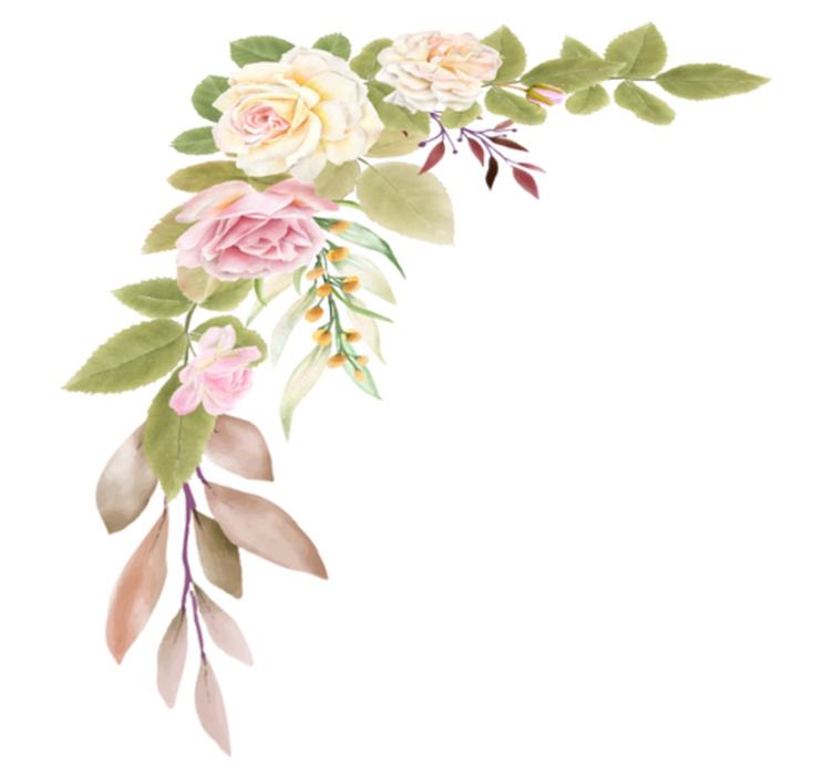 卧室乙烯基地毯粉白色玫瑰图案 - TenStickers