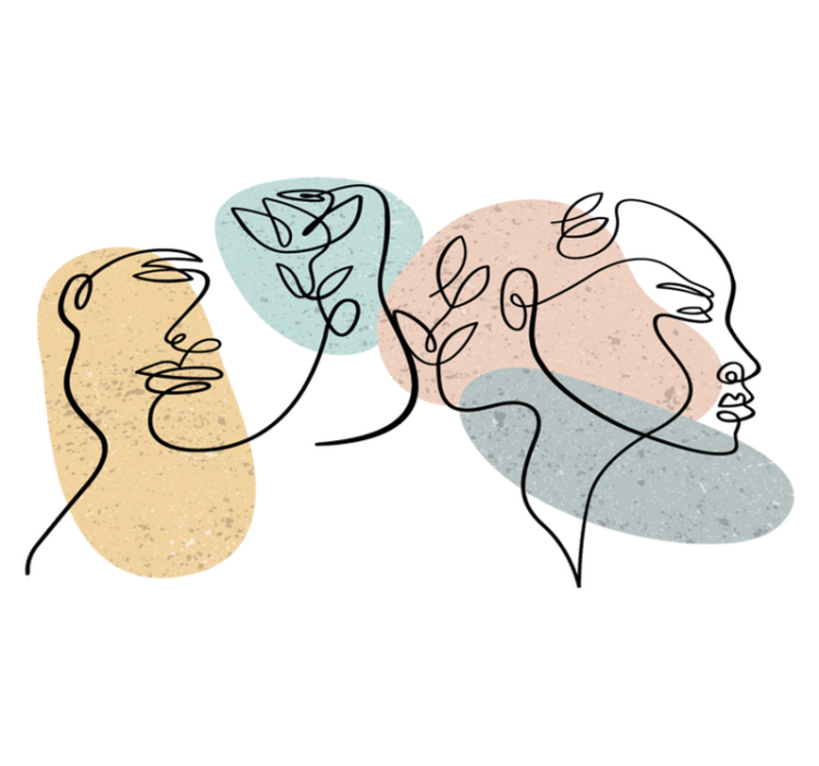 卧室乙烯基地毯女性线条艺术面孔 - TenStickers