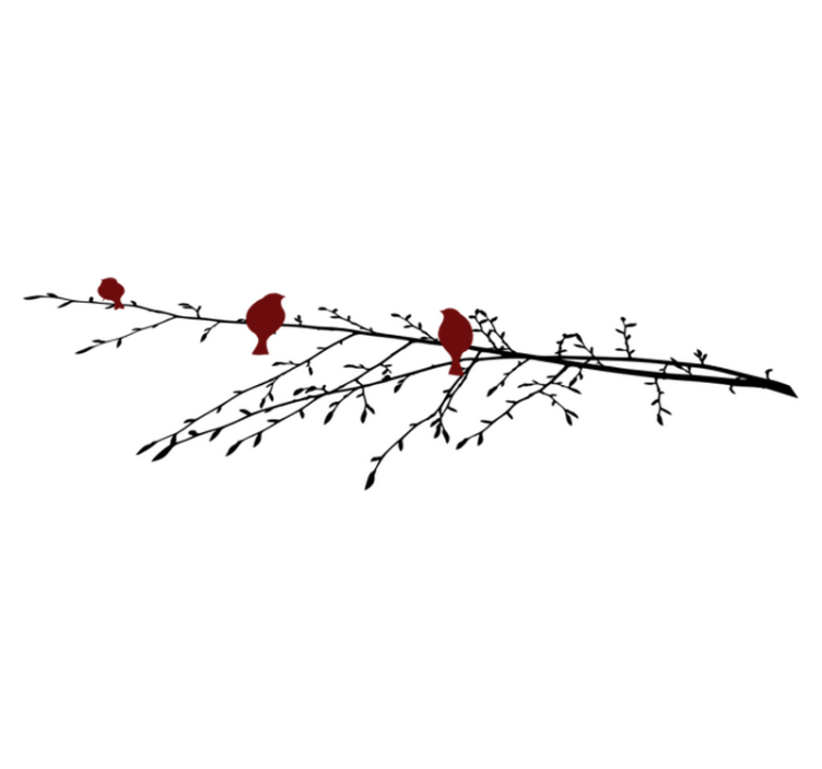 卧室乙烯基地毯红色小鸟栖枝上 - TenStickers